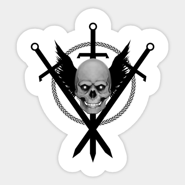 Skull and Swords Sticker by Haroldrod